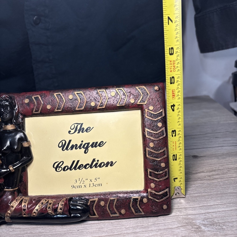 Vintage 3D blackamoor style picture frame 3.5 x 5 red Gold topless Unique - Picture 9 of 9